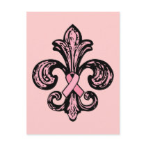 Pink Ribbon Fleur de lis Postcard