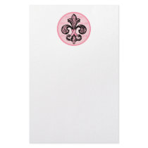 Pink Ribbon Fleur de lis Stationery Design