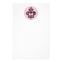 Pink Ribbon Fleur de lis Stationery Design