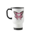 Pink Ribbon Heart Butterfly Mug