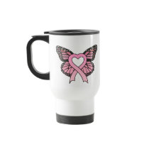 Pink Ribbon Heart Butterfly Mug