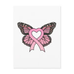 Pink Ribbon Heart Butterfly Postcard