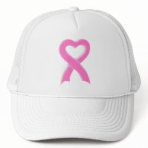 Pink Ribbon Heart Mesh Hats