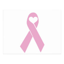 Pink Ribbon Heart Postcards