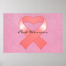 Pink Ribbon Heart Poster Print