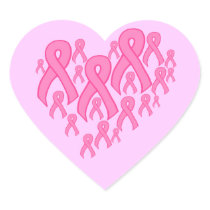 Pink Ribbon Heart Heart Sticker