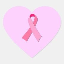 Pink Ribbon Heart Sticker