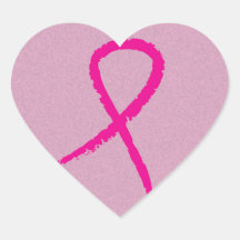 Pink Ribbon Heart Sticker