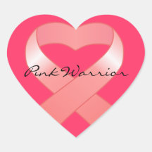 Pink Ribbon Heart Stickers