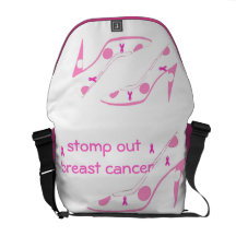 Pink Ribbon High Heels Stomp Out Breast Cancer Commuter Bag