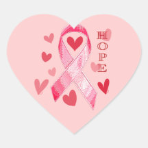 PINK RIBBON HOPE HEART STICKER