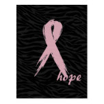 pink ribbon; hope zebra print postcards