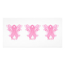 Pink Ribbon Love Photo Card