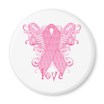 Pink Ribbon Love Wings Refrigerator Magnet