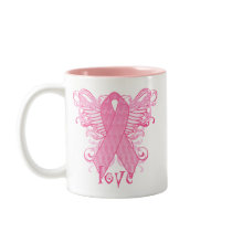 Pink Ribbon Love Wings Mug