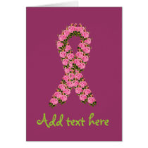 Pink Ribbon Made of Pink Roses Greeting Cards