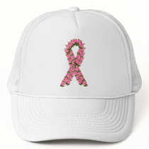 Pink Ribbon Made of Pink Roses Trucker Hat