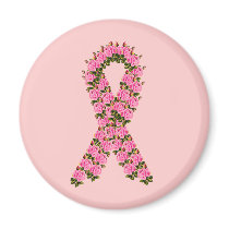 Pink Ribbon Made of Pink Roses Refrigerator Magnet