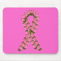 Pink Ribbon Made of Pink Roses Mousepads