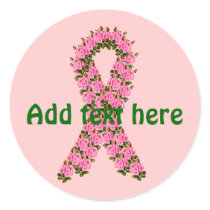 Pink Ribbon Made of Pink Roses Stickers