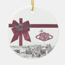 PINK Ribbon Merry Christmas from Las Vegas Ornamen Christmas Ornament