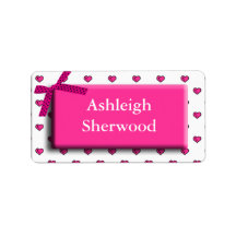 Pink Ribbon Name Label