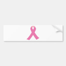 Pink ribbon of breast cancer awareness bumper stickers