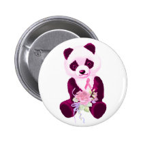 Pink Ribbon Panda Bear buttons