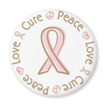Pink Ribbon Peace Love Cure Breast Cancer Magnet