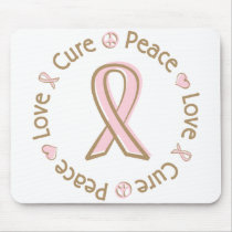 Pink Ribbon Peace Love Cure Breast Cancer Mouse Pads