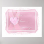 Pink Ribbon - Pink Heart - Hope/Love/Courage Print