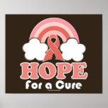 Pink Ribbon Rainbow Hope For A Cure Poster