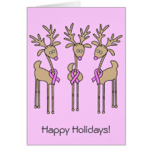 Pink Ribbon Reindeer Greeting Card