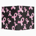 Pink Ribbon Seamless Background 3 Ring Binder