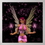 Pink Ribbon Sexy Fairys for a Cure Cancer Artwork Poster