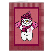 pink ribbon snowwoman cards