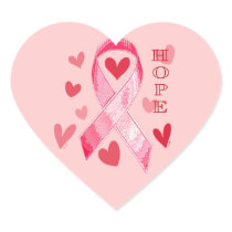 PINK RIBBON HEART STICKER