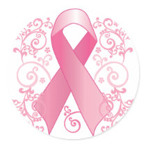 Pink Ribbon Round Sticker