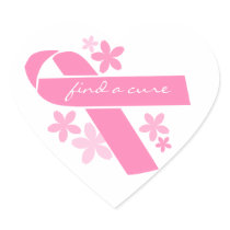 Pink Ribbon Heart Sticker