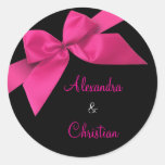 Pink Ribbon Wedding Invitation Announcement RSVP Sticker