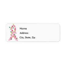 Pink Ribbon With Christmas Lights Breast Cancer Return Address Labels