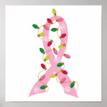 Pink Ribbon With Christmas Lights Breast Cancer Print