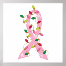 Pink Ribbon With Christmas Lights Breast Cancer Print