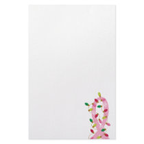 Pink Ribbon With Christmas Lights Breast Cancer Stationery Design