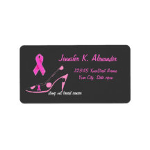 Pink Ribbon with polka dot shoe Address Labels