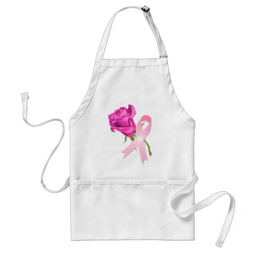 Pink Ribbon with Rose *Breast Cancer Awareness * Aprons
