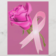 Pink Ribbon with Rose *Breast Cancer Awareness * Flyers