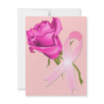 Pink Ribbon with Rose *Breast Cancer Awareness * Personalized Invites
