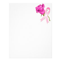 Pink Ribbon with Rose *Breast Cancer Awareness * Letterhead Template