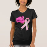 Pink Ribbon with Rose *Breast Cancer Awareness * T-shirt